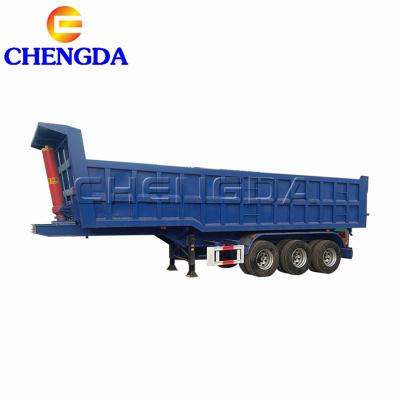 China Hot Sale 3 Axles Truck Trailer Blue Container Tipper Dump Trailer Tractor Semi Trailers for sale