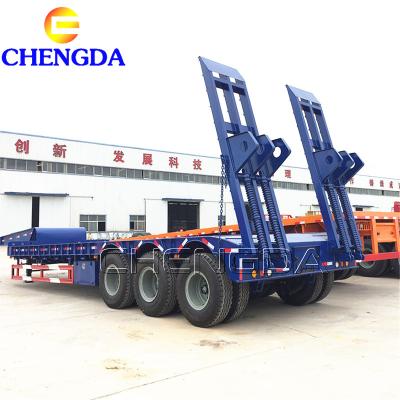 China Low Bed Factory 3axle 4axle 40ton 50ton Low Bed Semi Trailer Truck Trailer for sale