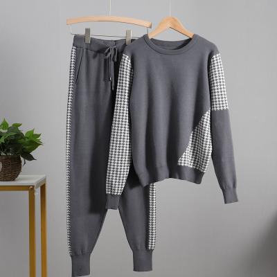 China 2021 O+ Women Breathable Neck Sweater Knitted Long Harem Pants Set Joggers Tracksuit Custom Wholesale for sale