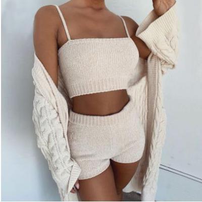 China 2PCS/Set Women's Breathable Tracksuit Set Ladies Strapless Wear Cable Knit Women Two Piece Set Clothing for sale