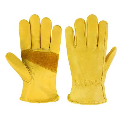 China Reinforced Construction Premium Palm Anti Slip Cut Resistant Protective Leather Cowhide Lining Cotton Winter Safety Working Gloves for sale