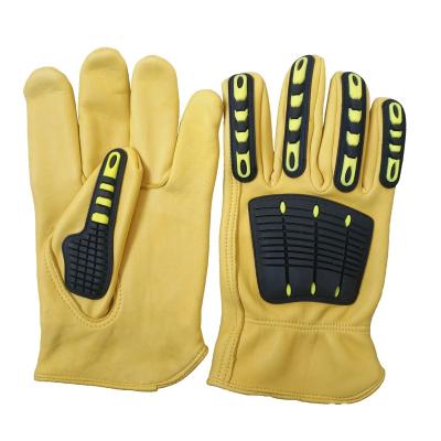 China Construction Wholesale Industrial Cheap Rubber Knuckle Protection High Dexterity Whip Safety Work Leather Unlined Gloves for sale