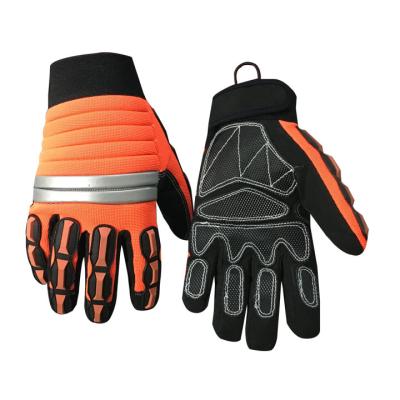 China Anti-Vibration Mining Work Gloves Hi-Viz Molded Knuckle Protection Hand Miners Impact Resistant Gloves for sale