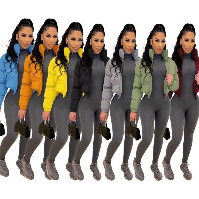 China 2021 Custom Thick Zipper Windproof Logo Jackets Women Puff Jacket Bubble Coated Winter Women Down Coat for sale