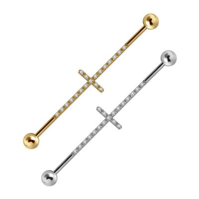 China Punk 2022 New Ear Piercing ASTM-F136 Cross Stud Long Ole Ear Bone Nails Dumbbell Custom Titanium Right Sting Ear Body Jewelry for sale