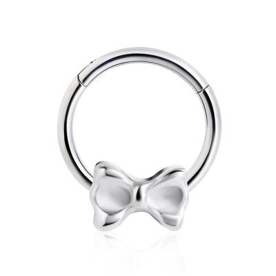 China 2022 ASTM F136 Religious Custom Titanium Butterfly Shape Seamless Clicker Ring Body Piercing Jewelry Ring Gem Stone Daith Ear Nose Nose for sale