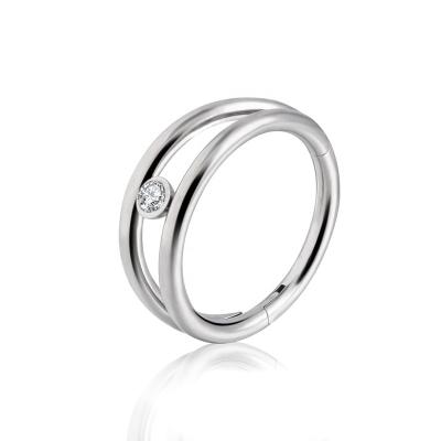 China FASHIONABLE Titanium Ring Body Jewelry High Polished Circle Segment Ring Earring Nose Hoop Nose Piercing 16G ASTM F136 Monoclinal CZ for sale