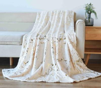 China Hot Sale Anti-bacteria Marble Foil Printing Flannel Fleece Blanket Sofa Bed Throw for sale