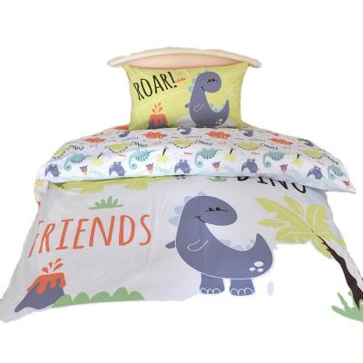 China High quality wonderful green colorful cartoon dinosaur kids bedding folded animal crib set for sale