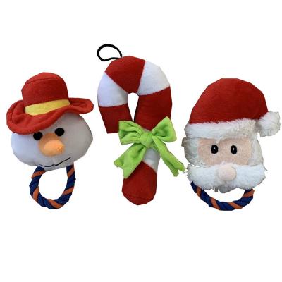 China Pet Toy Wholesale Snowman Santa Claus Dog Christmas Squeaky Plush Toys for sale