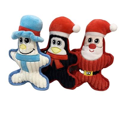 China Interactive Chew Santa Claus Dog Toy Squeaky Stuffed Plush Christmas Pet for sale