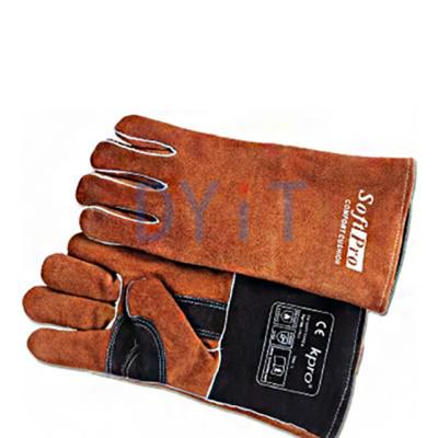 China Brown Anti-cut Full Safety Lining Inside Welding Safety Leather Protective Gloves For Welding for sale