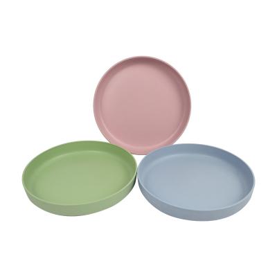 China Sustainable Biodegradable Round Bamboo Plastic Meal Plate Dish Safe Fruit Dishwasher Fruit Fruit Dinnerware Sets Vegetable Salad Bowls for sale