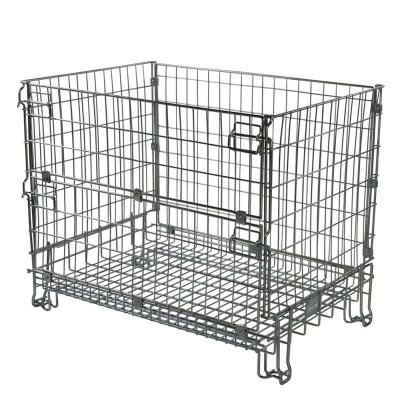 China Iron Low Carbon Wire Storage Cage/Folding Stackable Low Carbon Wire Mesh Container/Wire Mesh Cage for sale