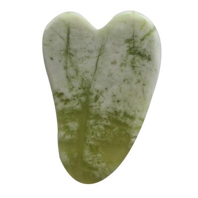 China Gua Sha Natural Green Stone Massage Tool Scraping Face And Body Green Jade Guasha For SPA for sale