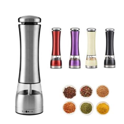 China Viable CE/ROHS/LFGB Approved Stainless Steel Automatic Electric Salt and Pepper Grinder Grinder Spice Mill with LED Light for sale