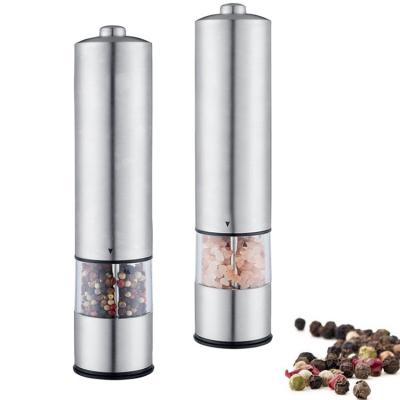 China Sustainable Premium Electric Salt and Pepper Grinder Stainless Steel Set Battery Operated Adjustable Ceramic Pepper Grinder with LED Light for sale