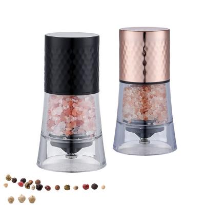 China New Arrival Sustainable Hammer Point Manual Stainless Steel Salt and Pepper Mill Set Adjustable Pepper Grinder for sale