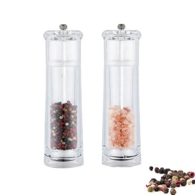 China Sustainable Manual Acrylic Salt And Pepper Grinder Adjustable Spice Mill Set For Kitchen for sale