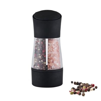 China Sustainable Manual Multifunction 2 in 1Dual Salt and Pepper Grinder Set Adjustable Ceramic Acrylic Pepper Mill for sale