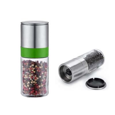 China Amazon Glass Salt and Pepper Grinder Stainless Steel Adjustable Pepper Mill Spice Viable Hot Selling Grinder for sale