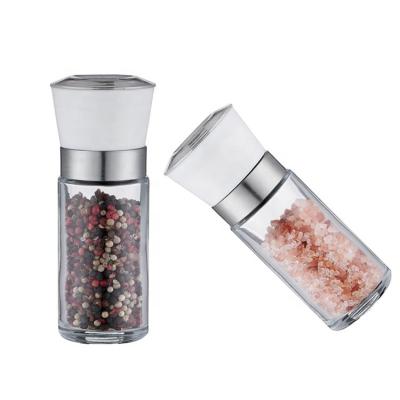 China Viable Factory Wholesale Glass Bottle Salt and Pepper Grinder Adjustable Ceramic Pepper Mill for sale