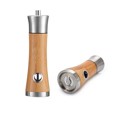 China New Design Viable Bamboo Salt and Pepper Mill Manual Pepper Grinder for Kitchen for sale