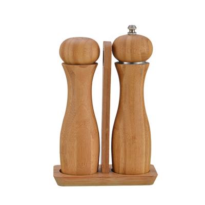 China New Viable Design Bamboo Salt and Pepper Mill Set Salt Shaker Manual Pepper Grinder for Kitchen for sale