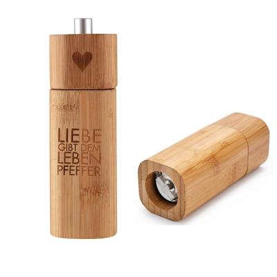 China Sustainable Factory Custom Design Bamboo Salt and Pepper Mill Bamboo Pepper Grinder Set for sale