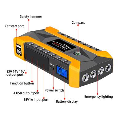 China 2021 Newest Car Engine 12V 20000mAh Car Jump Starter Wireless Waterproof Portable Car Jump Starter for sale