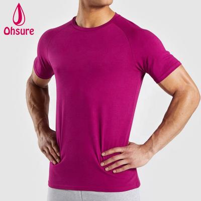 China Cotton Spandex Anti Shrink Color Raglan Sleeve T-shirt Cool Gym Use Tee Top Mens Workout Shirt Sports T-shirt for sale