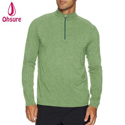 China Men's Fitness Anti-Shrink Long Sleeve T-Shirt OEM Quarter Zipper Running Shirt O Neck Long Sleeve T-Shirt for sale