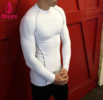 China Anti Shrink Fitness Bodybuilding Gyms Jogger Tee Skinny Workout Man Tops Long Sleeve Compression T-Shirt for sale