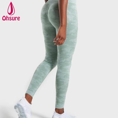 China OEM Antibacterial Activewear Women 4 Way Stretch Yoga Tights Pants Camouflage Seamless High Waisted Gaiters for sale