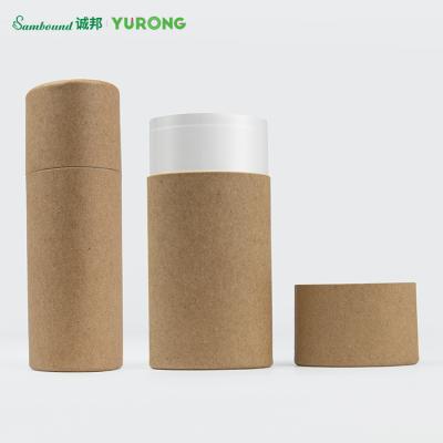 China Recyclable Paper Tube For Lip Balm Cylinder Custom Printed For Butter Lift Up Deodorant Tube Oval for sale