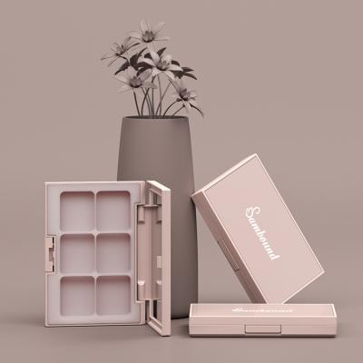 China Recycled Materials Ready To Ship Empty Square 6 Color Plastic Acrylic Eyeshadow Palette Dispensing Free Sample for sale