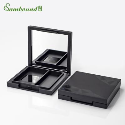 China OEM Recyclable Empty Square Black Eyeshadow Package Concealer Palette Black Blusher Custom Container With Mirror for sale