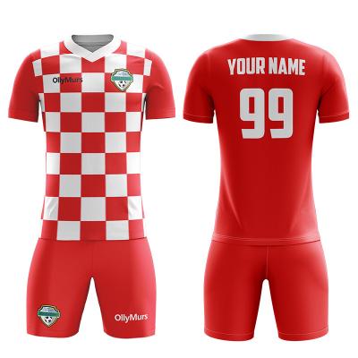 China Shirts & Customized Tops Sublimation Print Name Football Tank Top Blank Design Full Set Soccer Jerseys Uniform for sale