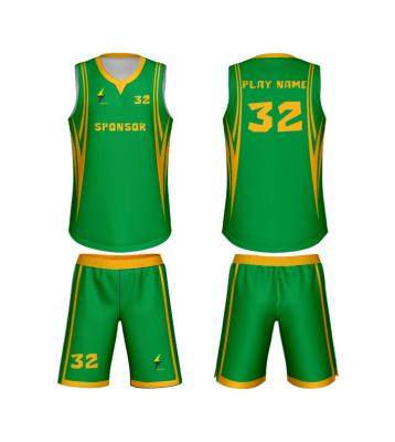 China Factory Logo Cheap Breathable Mesh Fabric 100%Polyester Sublimation Mesh Design Green Color Green Team Basketball Uniforms For Men for sale