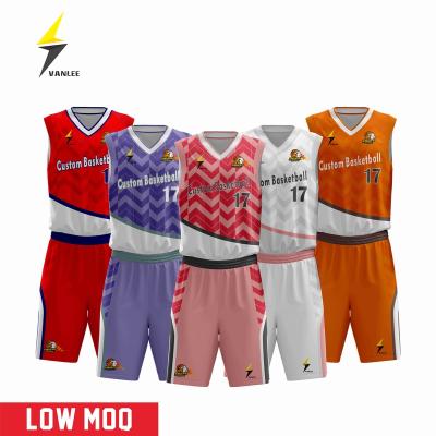 China 100%Polyester Mesh Fabric Kids Print Logo Basketball Uniform Breathable Quick Dry Sublimated Referee Custom Sets Design For Men for sale