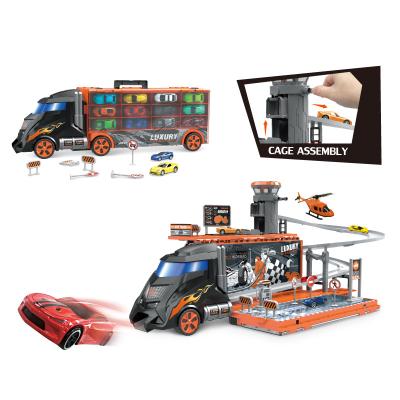 China 1.with sound 2. with 3PCS diecast cars ICTI BSCI factory audit children police car die case car track truck carry case toys play set with music light for sale