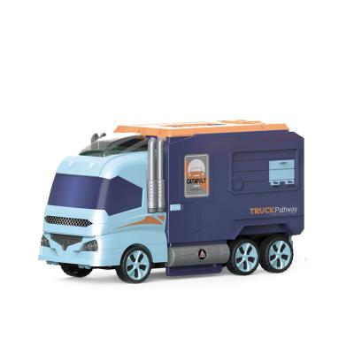 China 1.with sound 2. with 3PCS plastic diecast toy trailer truck kids toys cars with 4pcs diecast car for sale