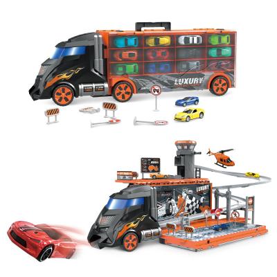 China 1.with sound 2. with 3PCS Hot Foldable Diecast Car Carry Case Truck Toy from China Toy Supplier 2022 New Cars DIY For Tractor Toy for sale