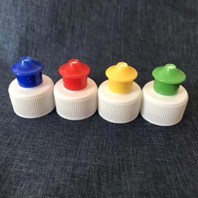 China Non Spill Detergent Cap 28 / 410 PP Push Pull Screw Cap With Liner for sale