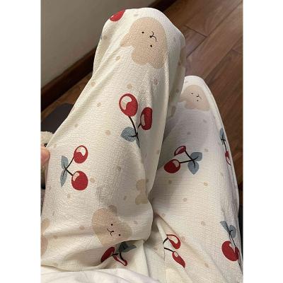 China Breathable Pajamas manufacturers custom Women's pajama pants, cartoon print casual pajama pants,ladies loose pajama pants for sale