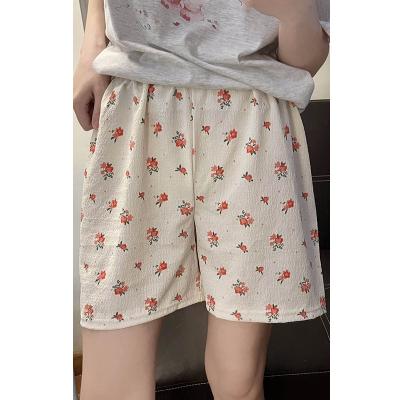 China Breathable Floral print women's short pajama pants, summer light pastoral style loose casual shorts for sale