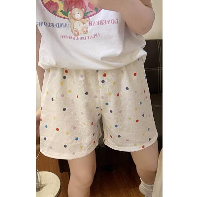 China Breathable Summer colored polka dot print women's shorts, elastic waist loose comfortable short pajama pants for sale