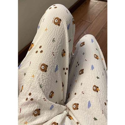 China Breathable Four seasons can wear fun small animal cartoon casual pants elastic waist loose ladies pajama pants for sale