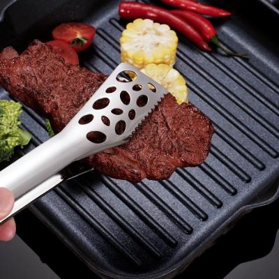 China 304 Viable High Quality Food Grade Durable Kitchen BBQ Meat Tongs Stainless Steel Food Tongs Grill Steak Bread Auxiliary Tongs for sale