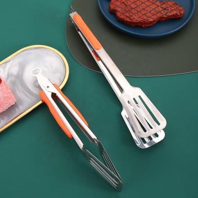 China Interesting Viable Orange Color Design BBQ Tongs 9/12/14 Inch Stainless Steel Food Tongs Locking Grill Steak Bread Tongs for sale